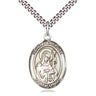 Medium Sterling Silver St. Gertrude of Nivelles patron saint medal necklace with 24 inch curb chain, handcrafted by Bliss Manufacturing USA