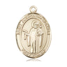 14kt Solid Gold St. Joseph the Worker Patron Saint Medal Pendant 1 inch by 3/4 inch by Bliss