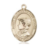 14kt Solid Gold St. Elizabeth Ann Seton Patron Saint Medal Pendant - 1 x 3/4 inch - Bliss Manufacturing
