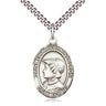 Sterling Silver St. Elizabeth Ann Seton Medium Patron Saint Medal Necklace 1x3/4 inch 24 inch Chain Bliss