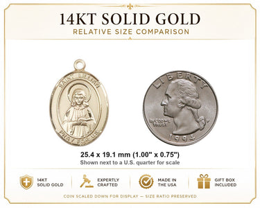 14kt Solid Gold Medium St. Lillian Medal Pendant | 1 x 3/4 | Handcrafted in USA by Bliss