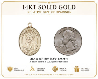 14kt Solid Gold Medium St. Dominic Savio Medal Pendant | 1x3/4" | Handcrafted in USA by Bliss