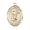 14kt Solid Gold St. Stephanie Patron Saint Medal Pendant 1 inch by 3/4 inch handcrafted by Bliss Manufacturing