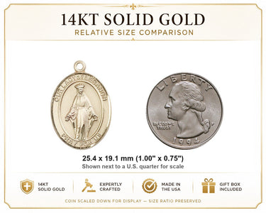 14kt Solid Gold Medium Our Lady of Lebanon Medal Pendant | 1" x 3/4" | USA Made by Bliss