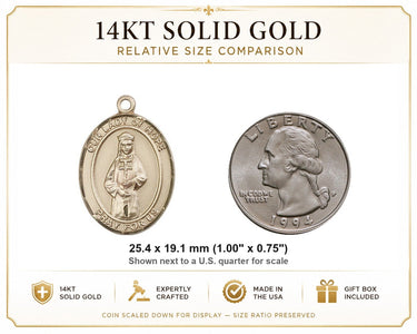 14kt Solid Gold Medium Our Lady of Hope Medal Pendant | 1 x 3/4 | Handcrafted in USA by Bliss