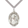Sterling Silver St. John of the Cross patron saint medal necklace 1 inch by 3/4 inch on 24 inch curb chain by Bliss Manufacturing