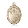 14kt solid gold footprints cross medal pendant, 1 x 3/4 inches, handcrafted in USA by Bliss