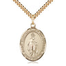 14kt Gold Filled St. Bartholomew the Apostle Medium Patron Saint Medal Necklace 1 x 3/4 inch 24 inch Chain by Bliss