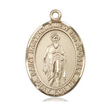 14kt Solid Gold St. Bartholomew the Apostle Medium Patron Saint Medal Pendant 1 x 3/4 inch by Bliss