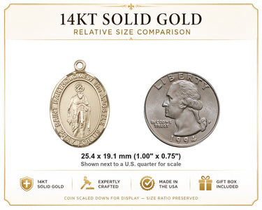 14kt Solid Gold Medium St. Bartholomew Apostle Medal Pendant | 1 x 3/4" | Handcrafted in USA by Bliss
