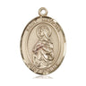 14kt solid gold St. Matilda patron saint medal pendant 1 inch by 3/4 inch medium size by Bliss Manufacturing