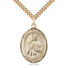 14kt gold filled St. Placidus patron saint medal necklace, 1x3/4 inch pendant on 24 inch curb chain, handcrafted by Bliss Manufacturing