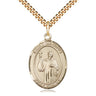 14kt Gold Filled St. Maurus patron saint medal necklace with 24 inch chain, 1 x 3/4 inch pendant, handcrafted by Bliss Manufacturing
