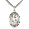 Sterling Silver St. Maurus patron saint medal necklace with 24 inch chain, 1 x 3/4 inch pendant, handcrafted by Bliss Manufacturing