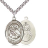Sterling Silver Our Lady of Mount Carmel Catholic medal necklace with 24 inch chain handcrafted by Bliss Manufacturing
