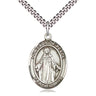 Sterling Silver Our Lady of Peace Medal Necklace, 1 x 3/4 inch pendant on 24 inch chain, handmade in USA by Bliss