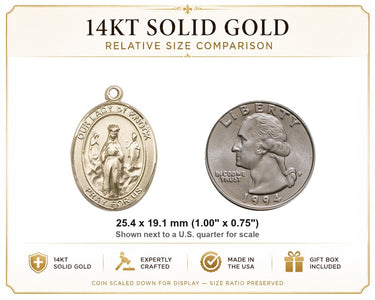 14kt Solid Gold Medium Our Lady of Knock Catholic Medal Pendant | 1 x 3/4" | USA Made by Bliss