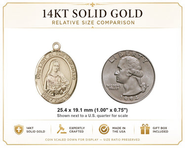 14kt Solid Gold Medium Catholic Our Lady of the Railroad Medal Pendant | 1" x 3/4" | USA Made by Bliss