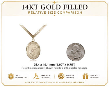 14kt Gold Filled Medium Catholic Blessed Trinity Pendant Necklace | 1" x 3/4" | 24" Chain | USA Made by Bliss