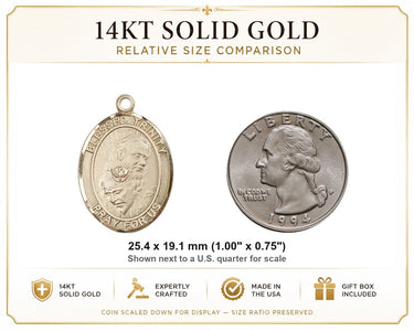 Colgante de Medalla de la Santísima Trinidad Católica Mediana de Oro Macizo de 14kt | 1" x 3/4" | Hecho a mano en EE. UU. por Bliss