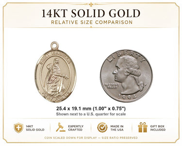 14kt Solid Gold Medium St. Isabella of Portugal Medal Pendant | 1 x 3/4 | Handcrafted in USA by Bliss