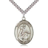 Sterling Silver St. Isabella of Portugal Patron Saint Medal Necklace 1x3/4 inch with 24 inch Curb Chain by Bliss