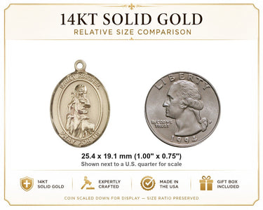 14kt Solid Gold Medium St. Rachel Medal Pendant | 1" x 3/4" | Handcrafted in USA by Bliss