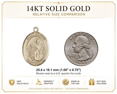 14kt Solid Gold Medium St. Aaron Patron Saint Medal Pendant | 1" x 3/4" | USA Made by Bliss
