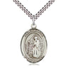 Sterling silver St. Aaron patron saint medal necklace with 24 inch curb chain, handcrafted by Bliss