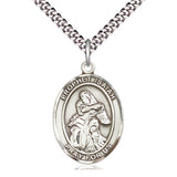 Sterling Silver St. Isaiah Patron Saint Medal Necklace 1 inch x 3/4 inch with 24 inch Chain by Bliss