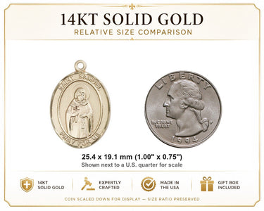 Medalla de oro macizo de 14 quilates de San Samuel 1"x3/4" | Hecho a mano en EE. UU. por Bliss