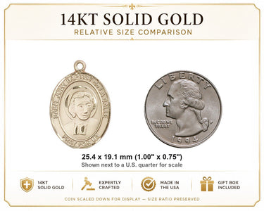 Colgante Medalla de San Juan Bautista de La Salle de Oro Macizo de 14kt | 1" x 3/4" | Hecho en EE. UU. por Bliss