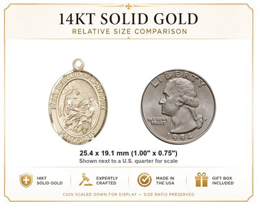 14kt Solid Gold Medium St. Bernard of Montjoux Medal Pendant | 1" x 3/4" | Handcrafted in USA by Bliss