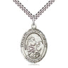 Sterling silver St. Bernard of Montjoux patron saint medal necklace, 1 inch pendant, 24 inch curb chain, handcrafted by Bliss USA