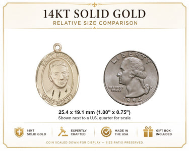 14kt Solid Gold Medium St. Eugene de Mazenod Medal Pendant | 1" x 3/4" | USA Made by Bliss