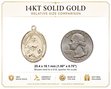 Colgante de Medalla de Santa Julia Billiart Mediana de Oro Macizo de 14kt | 1 x 3/4 | Hecho a mano en EE. UU. por Bliss