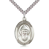 Sterling Silver St. Sharbel patron saint medal necklace with 24 inch chain by Bliss Manufacturing USA