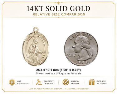Colgante de Medalla Mediana de San Remigio de Reims de Oro Sólido de 14kt | 1x3/4" | Hecho a Mano en EE. UU. por Bliss