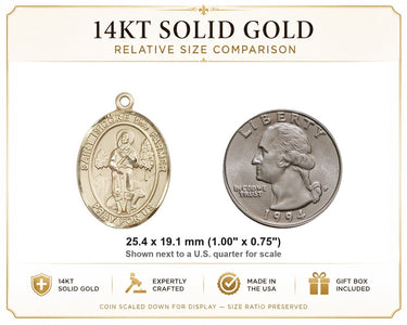 14kt Solid Gold Medium St. Isidore the Farmer Medal Pendant | 1" x 3/4" | USA Made by Bliss