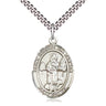 Sterling Silver St. Isidore the Farmer Patron Saint Medal Necklace 1 inch by 3/4 inch on 24 inch Chain by Bliss