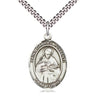 Sterling Silver St. Gabriel Possenti Patron Saint Medal Necklace 1x3/4 inch pendant on 24 inch chain by Bliss