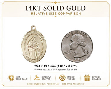 14kt Solid Gold Medium Blessed Caroline Gerhardinger Medal Pendant | 1" x 3/4" | Bliss USA
