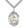 Sterling Silver St. John Vianney Patron Saint Medal Necklace 1x3/4 inch with 24 inch Curb Chain by Bliss