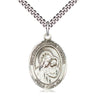 Sterling Silver Our Lady of Good Counsel Medal Necklace 1 x 3/4 inch pendant on 24 inch chain by Bliss