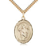 14kt Gold Filled St. Aedan of Ferns Patron Saint Medal Necklace 1 x 3/4 inch 24 inch Chain by Bliss