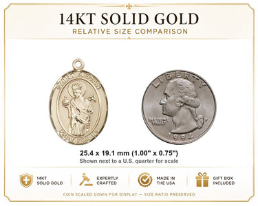 Medalla colgante de oro macizo de 14 quilates de San Aidan de Ferns, tamaño mediano | 2,54 cm x 1,90 cm | Hecha a mano en EE. UU. por Bliss