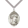 Sterling Silver St. Aedan of Ferns Patron Saint Medal Necklace 1 x 3/4 inch with 24 inch Chain by Bliss