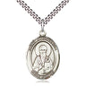Sterling silver St. Athanasius patron saint medal necklace with 24 inch curb chain, handcrafted by Bliss USA