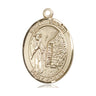 14kt Solid Gold St. Fiacre Patron Saint Medal Pendant 1x3/4 Inches Handcrafted by Bliss Manufacturing USA