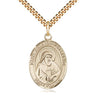 14kt Gold Filled St. Bede the Venerable Medium Patron Saint Medal Necklace 1 inch by 3/4 inch on 24 inch Chain by Bliss